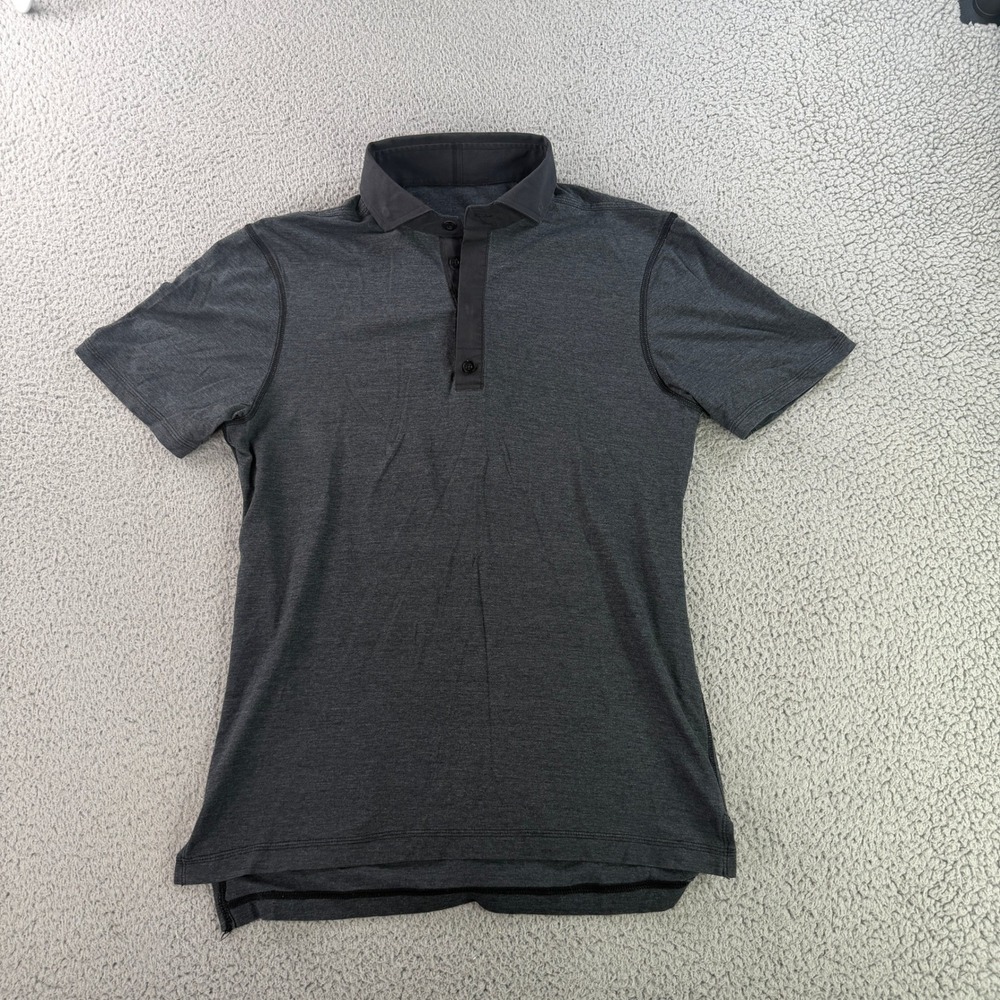 Lululemon Polo Shirt Mens Small Gray Heathered Short Sleeve Athletic Golf 10084